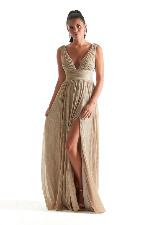 Pleated Shimmer Bridesmaid Dress with Ruching